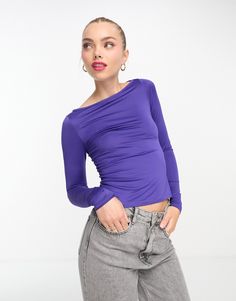 Tops by Monki Cart-worthy find Boat neck Long sleeves Regular fit Boat Neck Top, Boat Neck Tops, Drop Top, Lilac Purple, Boat Neck, Jeans Shop, Must Haves, Lilac, Latest Trends