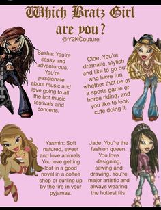 Bratz Dolls Characters Names, Bratz Dolls Aesthetic Quotes, Bratz Characters Names, Brats Fanart, Bratz Art Aesthetic, 2000s Fashion Bratz, Bratz Yasmin Doll