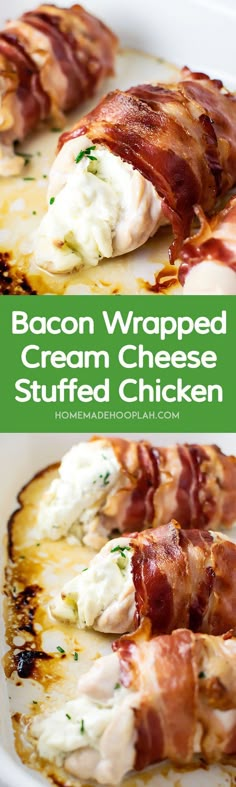 bacon wrapped cream cheese stuffed chicken