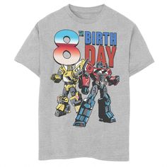 Your little one will love wearing this Boys 8-20 Transformers Bumblebee Optimus Prime 8th Birthday Husky Tee to his party. Your little one will love wearing this Boys 8-20 Transformers Bumblebee Optimus Prime 8th Birthday Husky Tee to his party. FEATURES Crewneck Short sleevesFABRIC & CARE Cotton, polyester Machine wash Imported Size: S HUSKY. Color: Med Grey. Gender: male. Age Group: kids. Transformer Birthday Party, Bumblebee Optimus Prime, Bumblebee Optimus, Transformers Birthday Parties, Transformers Birthday, Transformer Birthday, 5th Birthday Ideas, Birthday Theme Ideas, Transformers Bumblebee