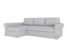 a white couch with a chaise lounger underneath it