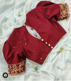 Latest Maggam Work, Red Blouse Design, Blouse Maggam Work, Maggam Work Blouse, Wedding Saree Blouse