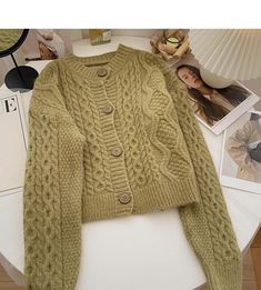 Style: commuting Size: one size Color: khaki, green, apricot, grey Round Neck Sweaters, Sweater Design, Khaki Green, Color Khaki, Single Breasted, Apricot, My Girl, Camel, Knitwear