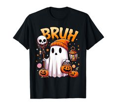 PRICES MAY VARY. Bruh Ghost Halloween Cute Ghost Trick Or Treat Candy Shirt For Men, Women, Girls, Boys, Kids, Mom, Dad To Celebrate This Halloween On October 31st, Or Thanksgiving And Christmas, Funny Halloween Ghost Outfit With Bat Is For The Spooky Season, Spooky Vibes. Are You Looking For A Funny Halloween Outfit? So This Halloween Outfit That Says This Is Some Boo Sheet Design With Ghost & Bats Is A Perfect Best Present Idea For People Who Love Celebrating Halloween, Funny Retro Vintage Halloween Outfit For Ghosts Lover Lightweight, Classic fit, Double-needle sleeve and bottom hem Cute Ghost Halloween Costume, October Girl, Ghost Halloween Costume, Halloween Graphic Tees, Halloween Graphic, Kids Candy, Mens Halloween Costumes, Dad Son, T Shirt Costumes