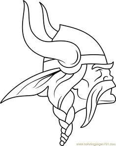 a drawing of a helmet with horns on it