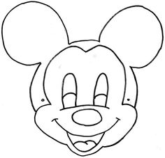 a mickey mouse face drawn in black and white