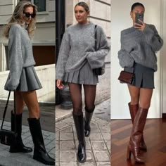 Aw Fashion 2024, Girls Dinner Outfit Fall, School Outfit Ideas Winter, Winter Dresses Outfit, Gray Skirt Outfit Winter, Autumn Outfits Inspiration, Summer Outfits Layout, Winter Girls Trip, Outfit Ideas Autumn