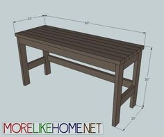 a wooden table with measurements for the top