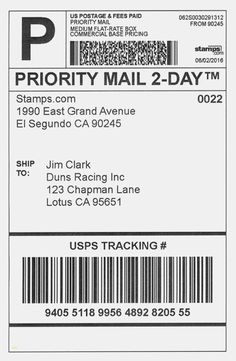 an id card for priority mail 2 - day with barcodes on the back