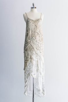 Silk Beaded Flapper Dress by ShopGossamer on Etsy, $665.00 1920 White Dress, Vintage 1920s Wedding Dress, 1920s Lace Dress, Beaded Dress Vintage, Vintage 1920s Dress, 1920s Beaded Dress, White 1920s Dress, 20s Dresses Vintage, 1920s Couture