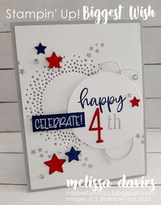 a happy fourth birthday card made with stampin'up products from stampin'up