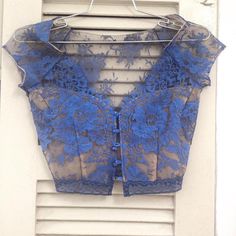 New Style 2016 Chantilly Lace lace top blue by AngelikasBoutique Orange Lace Top, Bridal Bolero Jacket, Bolero Jacket Wedding, Lacey Blouse, Blue Lace Blouse, Lace Suit, Blue Lace Top, Turquoise Lace, Bridal Bolero