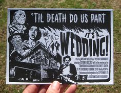 Horror Movie Poster Letterpress Wedding Invitation | Etsy Horror Wedding, Dark Wedding Theme, Letterpress Wedding Invitation, Hope Valley, Wedding Movies, Hal Decor, Goth Wedding, Dark Wedding, Letterpress Wedding