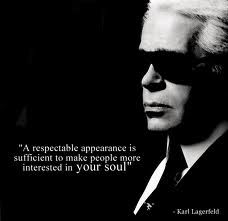 karl lagerfield quote about being successful in the next few years, with black and white photo