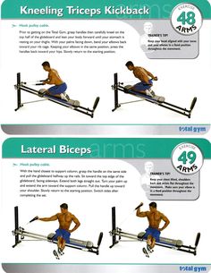 an image of a man doing exercises on the rowing machine with instructions to use it