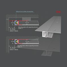 an image of some metal beams with different colors and sizes on them, including the bottom section