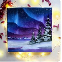 an acrylic painting of the northern lights