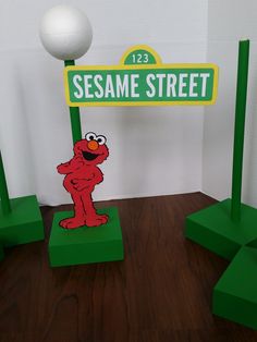 the sesame street sign is made out of paper