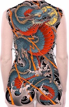 Japanese Dragon Backpiece, Dragon Full Back Tattoo Design, Japanese Backpiece Tattoo, Dragon Hands, Dragon Tattoo Full Back, Tato Phoenix, Japanese Dragons