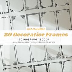 20 decorative frames for photoshopping with the text, set 2 wider than the image