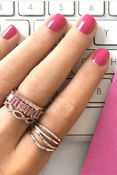 Pink Sapphire Ring 0.1875" Width Size 6.5 Pink Sapphires (5.93 CTW) Available In 14K Rose Gold Pink Sapphire Band, Dana Rebecca Designs, Sapphire Band, Marissa Collections, Pink Sapphire Ring, Discount Jewelry, Pink Jewelry, Demi Fine Jewelry, Jewel Box