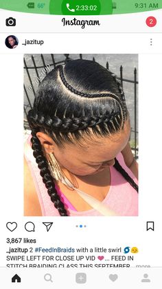 2 Stitch Feed In Braids, Black Kids Braids Hairstyles, Feed In Braids, 2 Braids, Kids Braids, Braided Ponytail Hairstyles, Kids' Braids