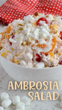 this is an image of ambrosia salad in a bowl