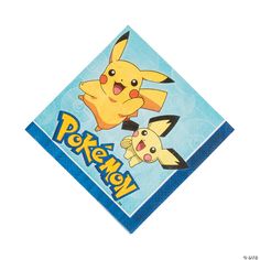 a napkin with two pikachu on it and the words pokemon printed on it