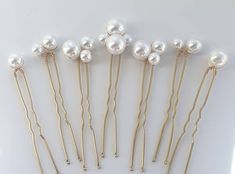 Bridal High Quality Glass Pearl Hair Pins Set of 7 Wedding Hair Pins Pearls Hair Piece Silver or Gold Hairpin. - Etsy Pearl Hair Pins Bride, Pearl Hairpins Wedding, Hair Jewellery Brides & Hairpins, Bride Hair Jewelry Brides & Hairpins, Pearl Hair Pin, Half And Half Hair, Pearls Hair, Pearl Hair Piece, Bridesmaid Hair Comb