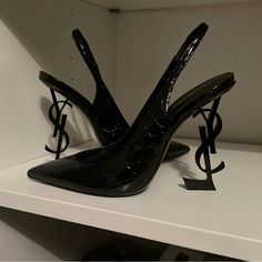 Croc Ysl 100% Original , Black , Open Back, High Heels Size 37 Eu Yves Saint Laurent Shoes, Saint Laurent Shoes, Shoes Women Heels, Yves Saint Laurent, Open Back, Saint Laurent, Shoes Heels, High Heels, Size 7