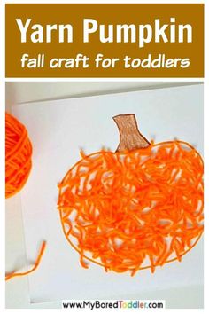 yarn pumpkin fall craft for toddlers