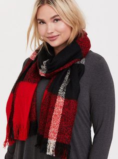 This bold and cozy buffalo plaid scarf flaunts fringe trim and lots of coverage to weather the season in style. Fringe trim . Polyester. Wash cold; dry flat. Imported. The best plus size women's red plaid oversized fringe scarf scarves in multi. Torrid is your destination for cozy fall and winter clothes to keep you warm and comfortable. Mackenzie Tartan, Buffalo Plaid Scarf, Red Plaid Scarf, Turtleneck Poncho, Head Wrap Headband, Chiffon Wrap, Fringed Poncho, Gothic Victorian, Cozy Scarf