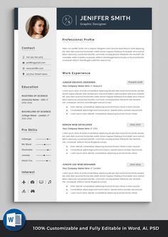 a professional resume template with blue accents on the front and bottom, is shown in this image