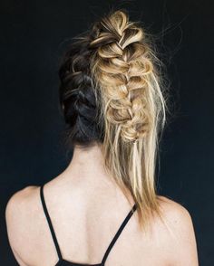 Messy Braided Hairstyle Cute Messy Hairstyles, Messy Braided Hairstyles, Under Braids, Half Bun Hairstyles, Two French Braids, Messy Braids, French Braid Hairstyles, Loose Braids, Updo Styles