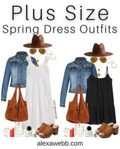 Plus Size Spring Casual Dress Outfits - Alexa Webb 2024 Plus Size Summer Outfits, Flattering Outfits For Plus Size Summer, Plus Size Summer Outfits Casual, Plus Size Spring Dresses, Casual Boho Outfits, Spring Outfits Dresses, Florida Trip, Diva Style