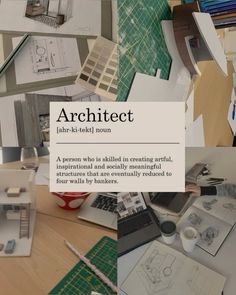 an article about architecture is displayed on the table with papers and pencils next to it