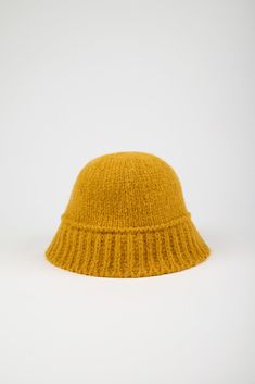 Mustard knit ribbed trim bucket hat_1 Knit Bucket Hat, London Free, Buy Now Pay Later, Hand Washing, Bucket Hat, Buy Now, Mustard, Dry Clean, Hand Wash