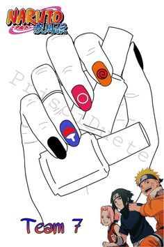 Anime Nails Art Naruto, Naruto Nails Designs Easy, Naruto Nails Designs, Green Naruto, Sakura Nails, Team 7 Naruto, Naruto Nails