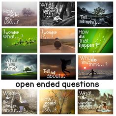 an open ended question is shown in the middle of several different pictures with words on them