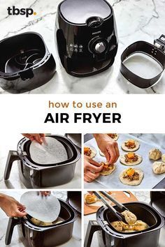 how to use an air fryer on the counter top with pictures showing it being cooked