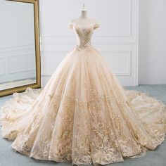 Gaun Abad Pertengahan, Wedding Dresses Lace Ballgown, Bridal Gowns Vintage, Princess Bridal, Wedding Dress Champagne, Fashionable Dresses, Lace Ball Gowns, Dream Dresses