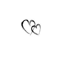 two hearts drawn in black ink on a white background