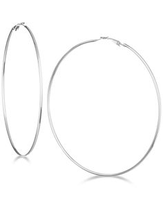 Add a fashionable edge to your look with these large hoop earrings by Guess. Styled in silver-tone, gold-tone or rose gold-tone mixed metal. Approximate diameter: 3-1/4". 2000s Earrings, Hoop Earrings Aesthetic, Large Silver Hoop Earrings, Handmade Silver Jewelry, Earrings Aesthetic, Ancient Mythology, Big Hoop Earrings, Large Hoop Earrings, Big Earrings