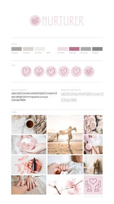 the website for nurturer is shown in pink and grey tones, including flowers