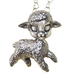 Now you know why little bo peep was so devastated when she lost her sheep.Dimensions: lamb measures a little over 1 1/2 inches tall and 1 1/4 inches wide.She hangs from a heart link chain that measures 16 inches at its shortest and  22 inches at its longest (chain is adjustable).Materials:  Silver Tone: White brass charm on a sterling silver heart chain.Sterling Silver: All parts are sterling silverAll my jewelry is hand made by me, Karen Yost, in my NYC studio. Your jewelry will arrive gift wra Lamb Necklace, Terrarium Necklace, Diy Jewelry Inspiration, Little Bo Peep, Silver Gold Jewelry, Bo Peep, White Brass, Adjustable Jewelry, Heart Chain