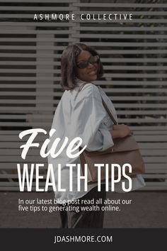 a woman holding a brown bag with the words five health tips in front of her