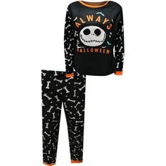 Perfect for relaxing on the couch and watching the Nightmare Before Christmas movie! These awesome lightweight pajamas for ladies feature Disney's much loved Jack Skellington character. The coordinating jogger style leggings have an elastic waist and banded ankles, so they won't ride up. Missy cut. Size: M.  Color: Black.  Gender: female.  Age Group: adult. Nightmare Before Christmas Pajamas, Nightmare Before Christmas Pyjama, The Nightmare Before Christmas Movie, The Nightmare Before Christmas Pajamas, Nightmare Before Christmas Pajamas For Women, Plush Pajama Pants, Nightmare Before Christmas Fabric, Mickey Mouse Pajamas, Cotton Mickey Mouse Sleepwear For Loungewear