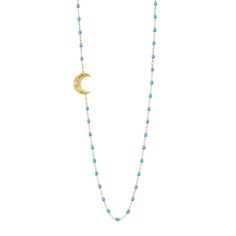 Gigi Clozeau - Moon Turquoise Diamond Necklace, Yellow Gold, 16.5 Moon Bracelet, The Pirate, Star Of David, Treasure Chest, Starry Sky, Diamond Necklace, Yellow Gold, Necklaces, Moon