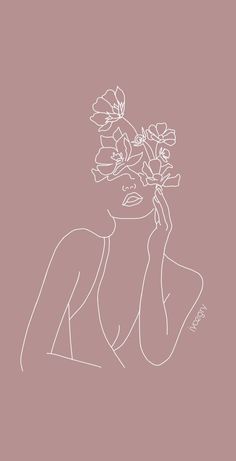 a drawing of a woman with flowers in her hair