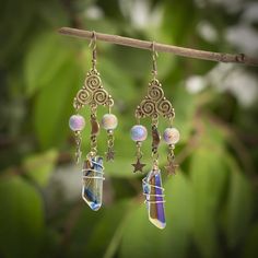 Material: Stone Moon Shaped Crystal Earrings With Moon Charm As Gift, Moon Shaped Celestial Crystal Earrings, Celestial Moon Charm Crystal Earrings, Mystical Moon Charm Dangle Crystal Earrings, Moon-shaped Crystal Earrings With Moon Charm As Gift, Moon Quartz, Earrings Star, Star Moon, Clothes Outfits